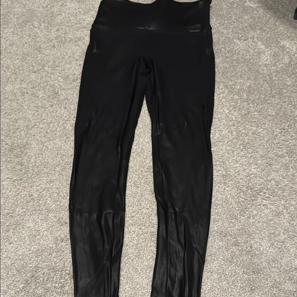 SPANX Black faux leather Leggings